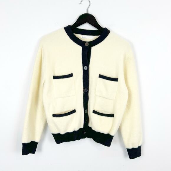 Oak + Fort Cream and Black Colour Block Cardigan Size Small - Picture 1 of 5